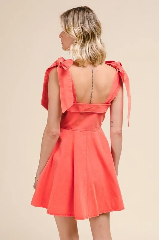SO ME Fit and Flare Washed Gameday Dress - ORANGE / S