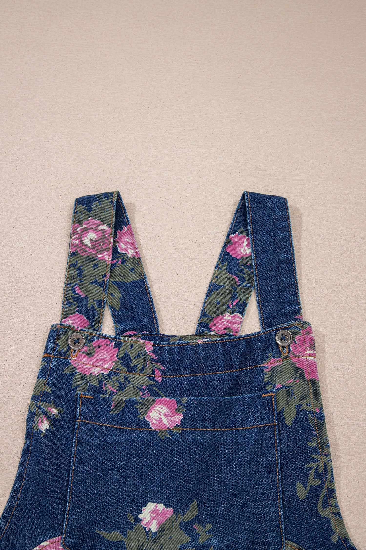 Beau Blue Floral Print Pleated High Waist Wide Leg Denim Jumpsuit
