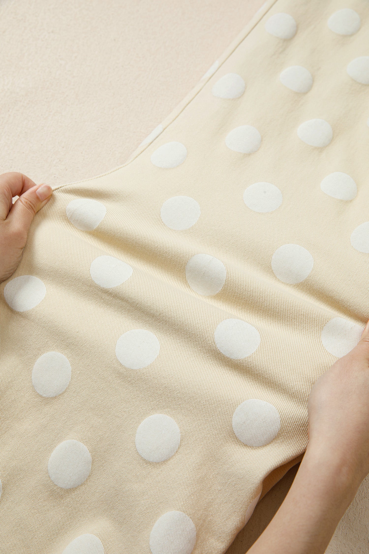 Polka Dot Print Raw Hem Shift Jeans