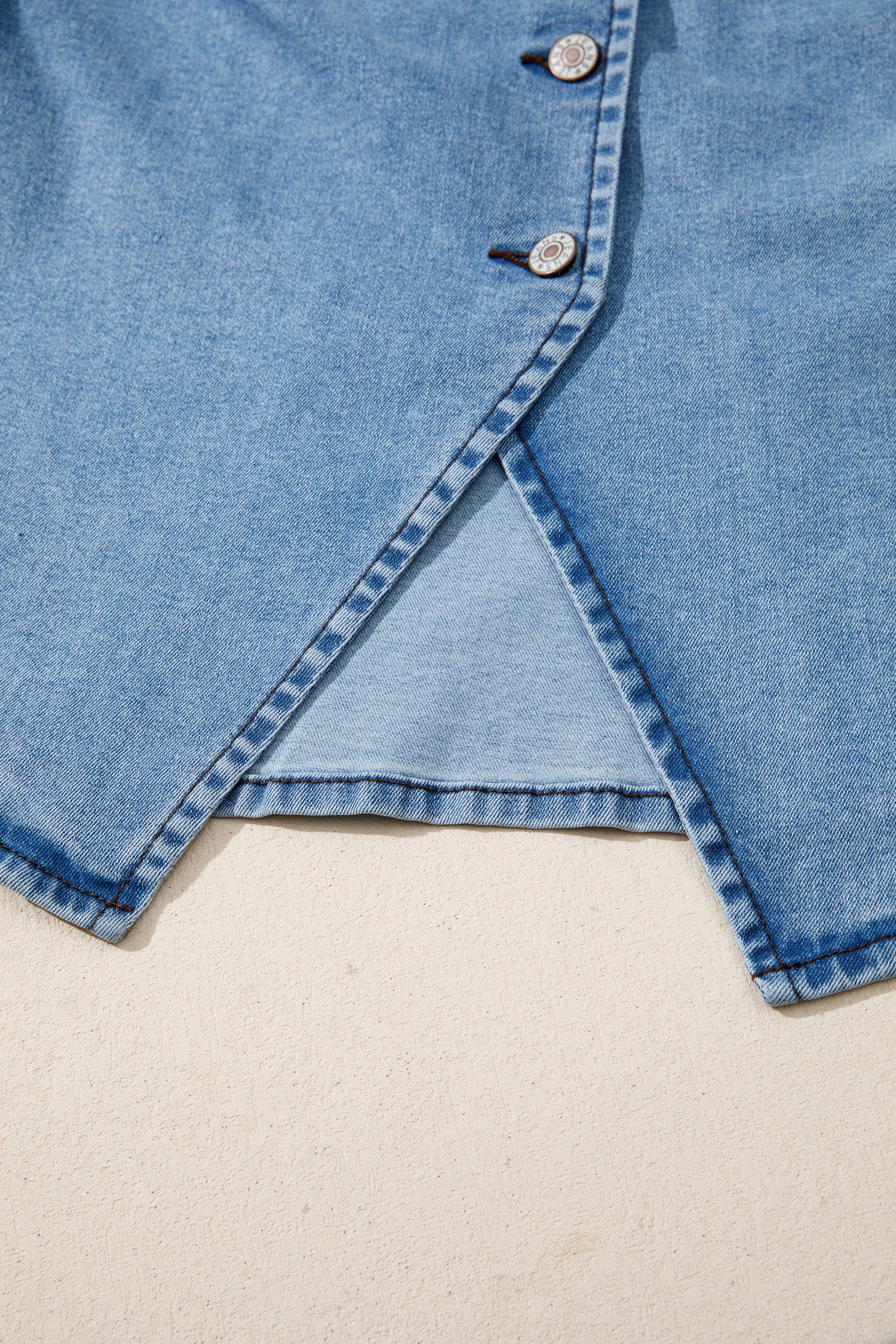 Ashleigh Blue Buttoned Front Slit Denim Vest