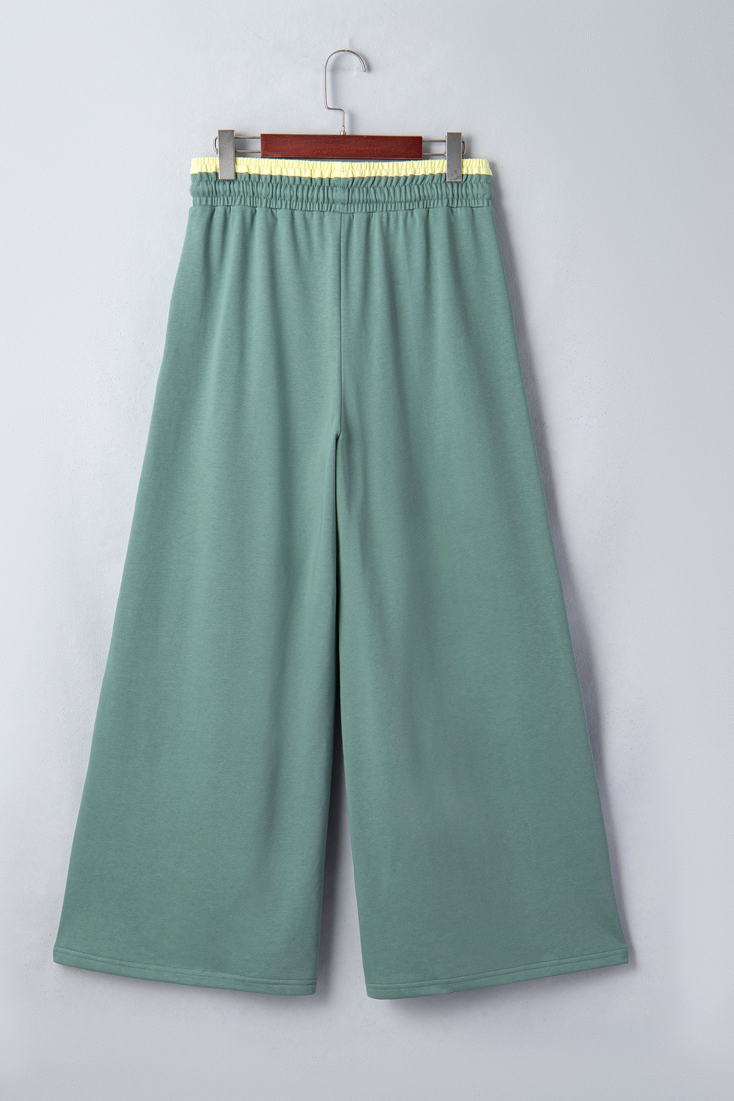 Grapefruit Orange Color Block Flower Patchwork Drawstring Contrasted Elastic Waist Wide Leg Pants