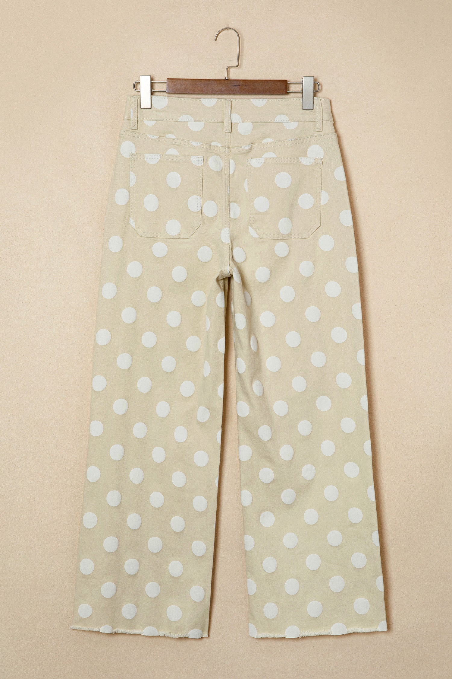 Polka Dot Print Raw Hem Shift Jeans