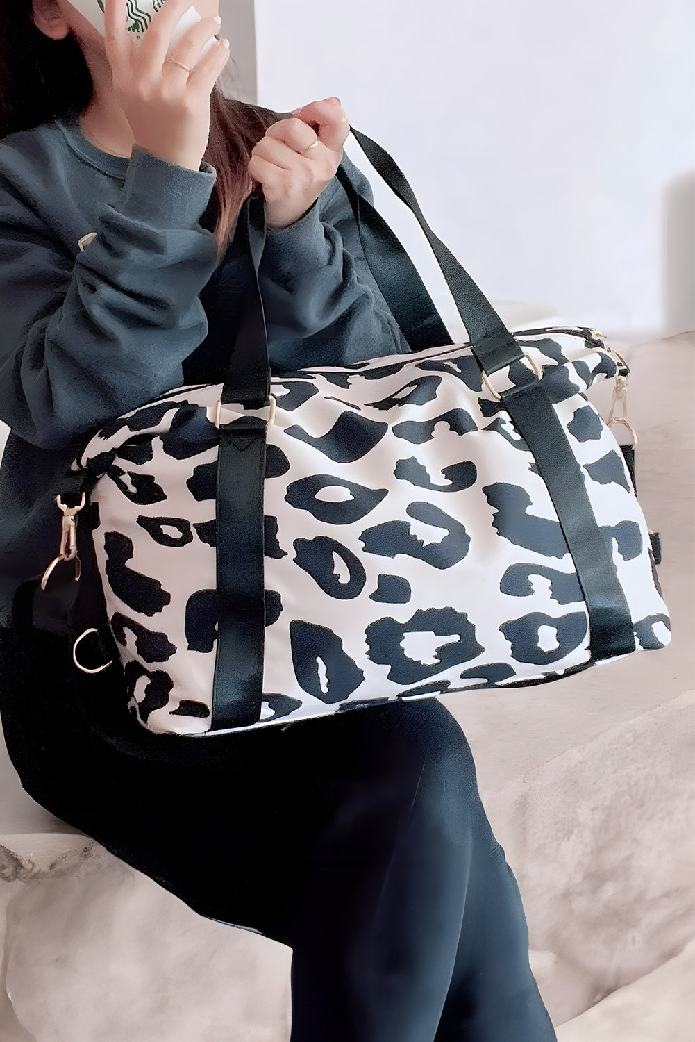 Bright Pink Leopard Print Luggage Tote Bag
