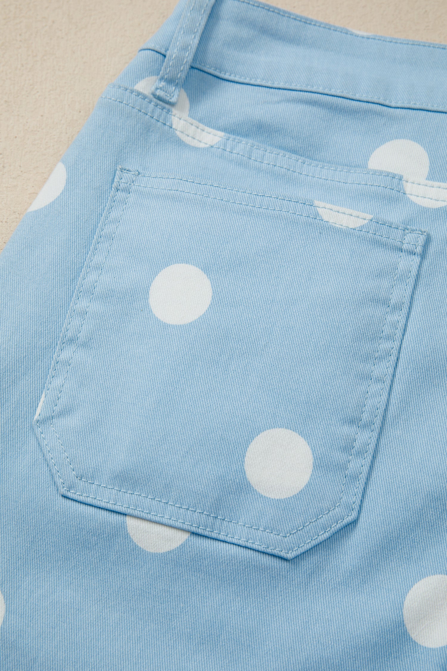 Polka Dot Print Raw Hem Shift Jeans