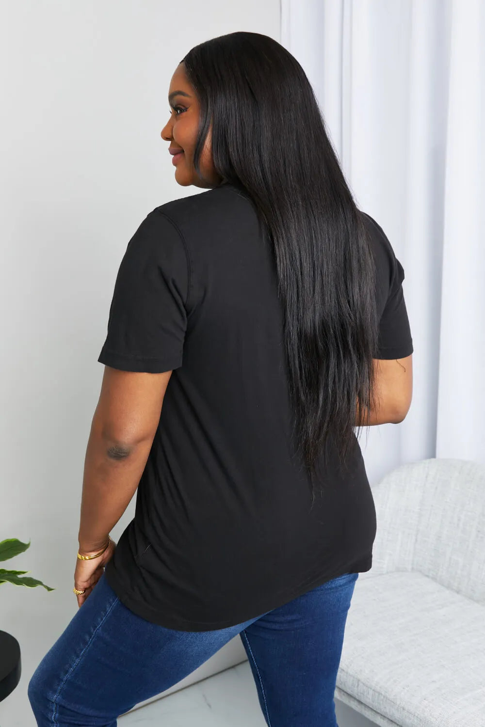 mineB Full Size Graphic Tunic T-Shirt - Black / S