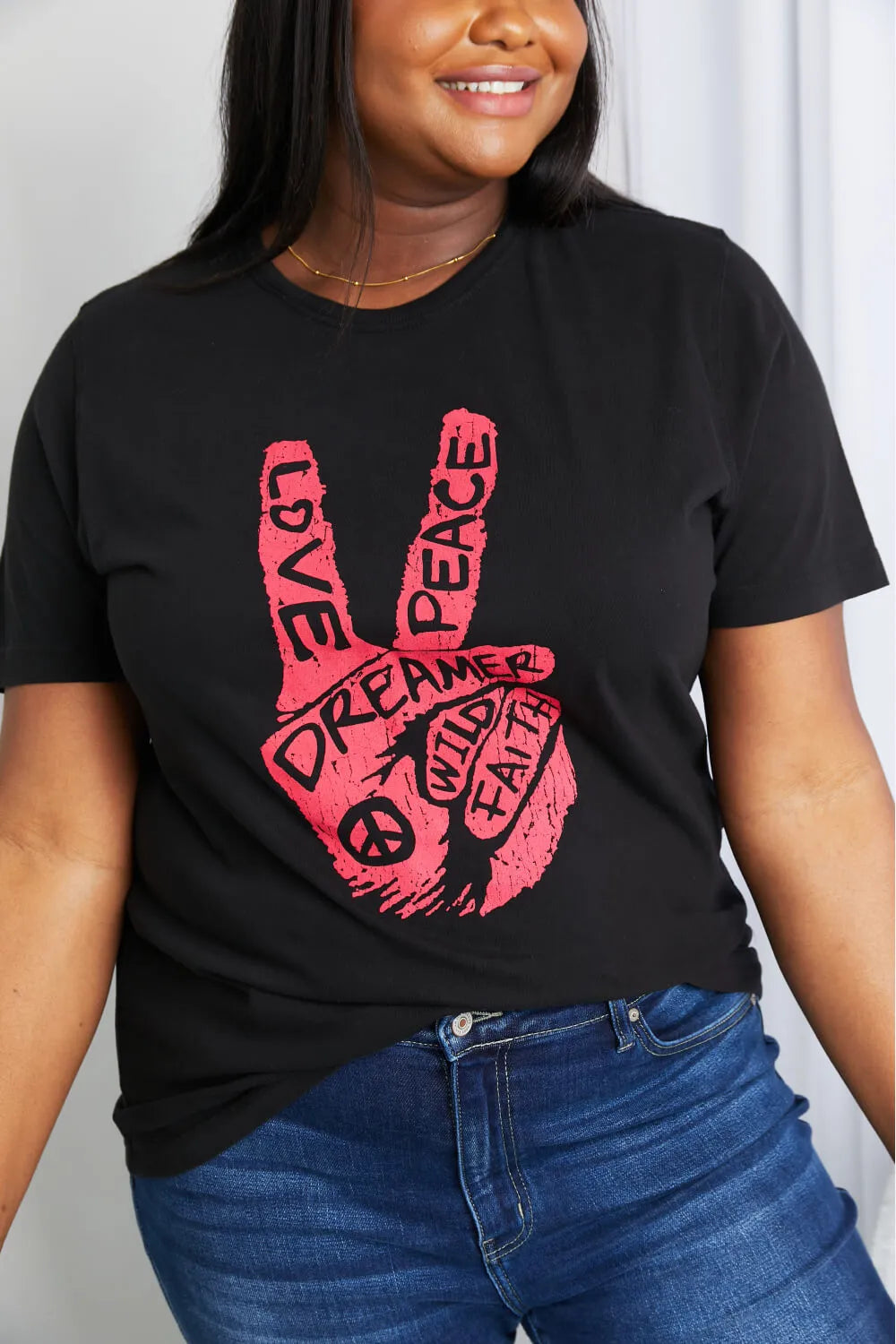 mineB Full Size Graphic Tunic T-Shirt - Black / S